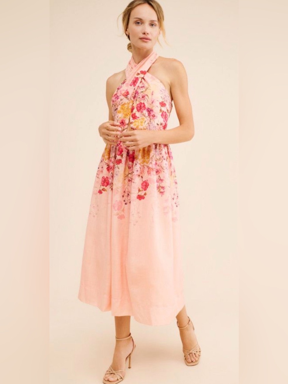 Let me Be Florentine Halter Floral Midi Dress